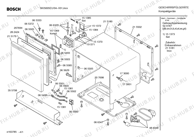 Схема №1 SKI5005EU с изображением Панель управления для посудомоечной машины Bosch 00356393