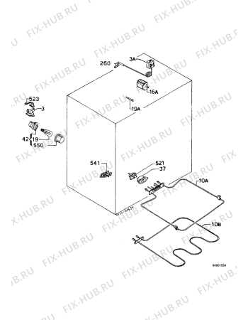 Взрыв-схема плиты (духовки) Electrolux EOB192B - Схема узла Functional parts