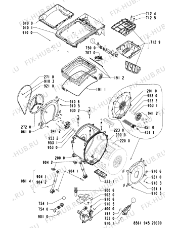 Взрыв-схема стиральной машины Whirlpool AWA 6095/1 - Схема узла