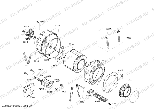 Схема стиральной машины Bosch WFX3257SN Maxx Advantage WFX3257 - Схема узла 03 Взрыв-схема стиральной машины Bosch WFX3257SN Maxx Advantage WFX3257 - Схема узла 03