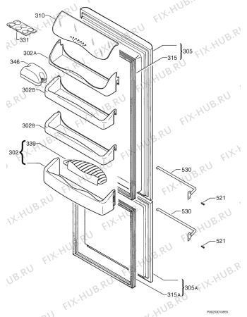 Взрыв-схема холодильника Zanussi ZA37S - Схема узла Door 003