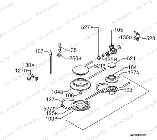 Взрыв-схема плиты (духовки) Privileg 099.326 1/7401 - Схема узла Functional parts 267