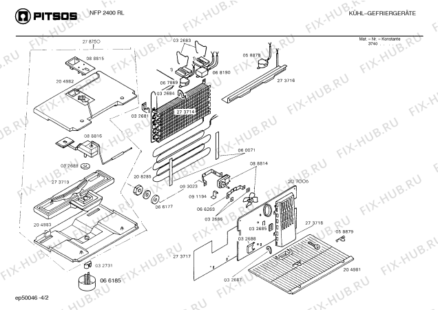Схема №2 NFP2400RL с изображением Ручка для холодильной камеры Bosch 00091427