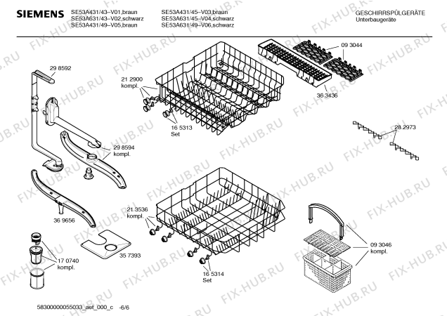 Схема №2 SE53A431 с изображением Передняя панель для посудомойки Siemens 00436339