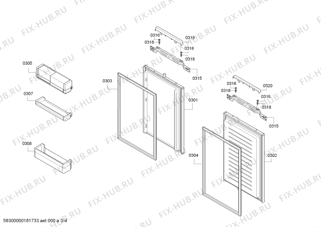 Схема №1 KIN85AD30 с изображением Крышка для холодильника Bosch 00744785