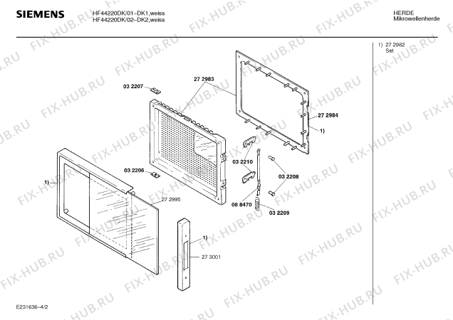 Схема №1 HF44220DK с изображением Панель для микроволновки Siemens 00282644