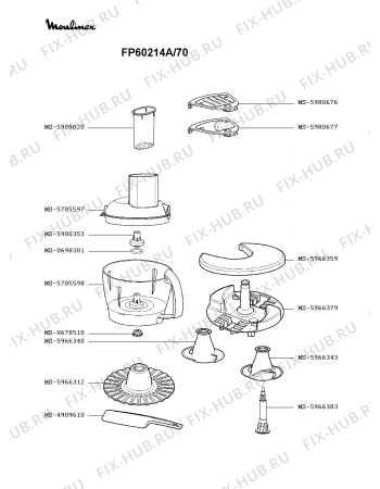 Взрыв-схема кухонного комбайна Moulinex FP60214A/70 - Схема узла LP002986.5P2