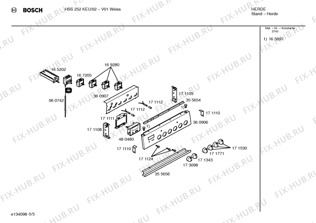 Схема №2 HSS252KEU с изображением Стеклокерамика для электропечи Bosch 00236300