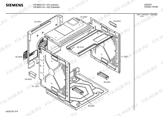 Взрыв-схема плиты (духовки) Siemens HE38061 - Схема узла 04