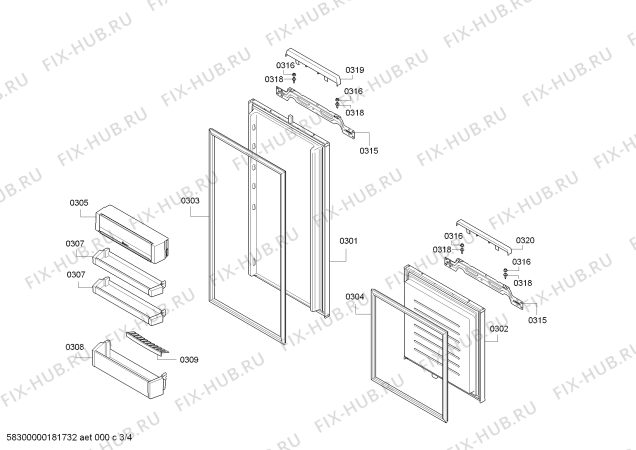 Схема №1 KI5862S30G с изображением Панель для холодильника Bosch 00743432