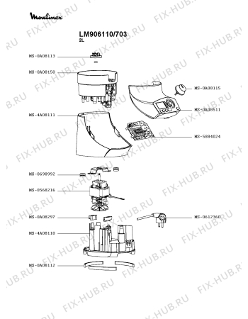 Схема №1 LM906110/703 с изображением Часть корпуса для электромиксера Moulinex MS-0A08511