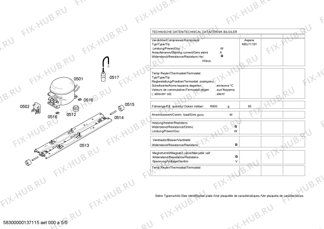 Взрыв-схема холодильника Siemens KD45NA03NE - Схема узла 05