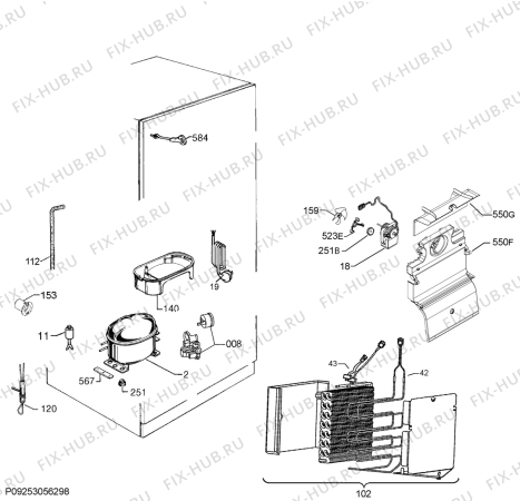 Взрыв-схема холодильника Zanussi ZRB38214WA - Схема узла Cooling system 017
