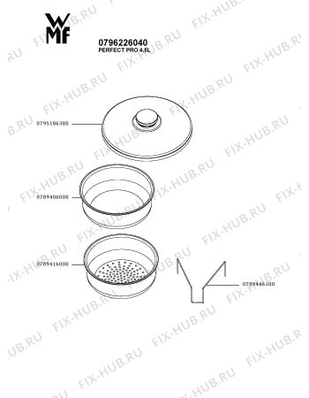 Взрыв-схема кастрюли для духовки Wmf 0796226040 - Схема узла HP005938.1P2