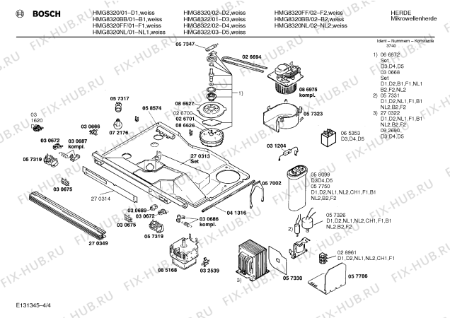 Взрыв-схема микроволновой печи Bosch HMG8322 - Схема узла 04