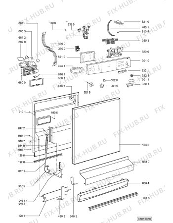 Схема №1 ADP 830 PC с изображением Обшивка для посудомойки Whirlpool 480140100496
