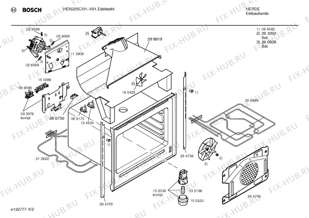 Взрыв-схема плиты (духовки) Bosch HEN225C - Схема узла 02