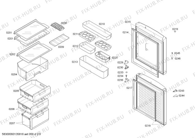 Схема №2 KK18V00TI с изображением Дверь для холодильной камеры Siemens 00248889