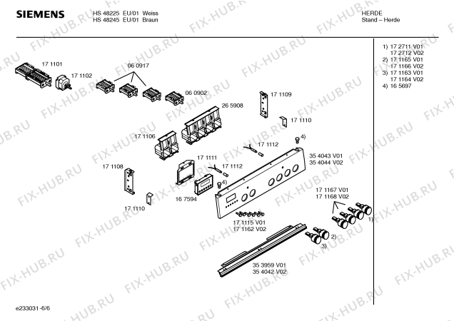 Взрыв-схема плиты (духовки) Siemens HS48245EU - Схема узла 06