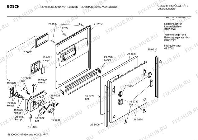 Схема №2 SGV53A13EU с изображением Краткая инструкция для посудомоечной машины Bosch 00584262