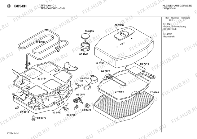 Схема №1 TFB4001 с изображением Кнопка для тостера (фритюрницы) Bosch 00030969