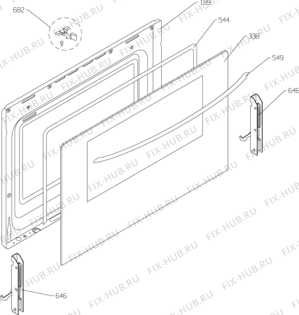 Схема №1 EC774W-S (635803, E54V2.3-E4) с изображением Ручка двери для духового шкафа Gorenje 609342