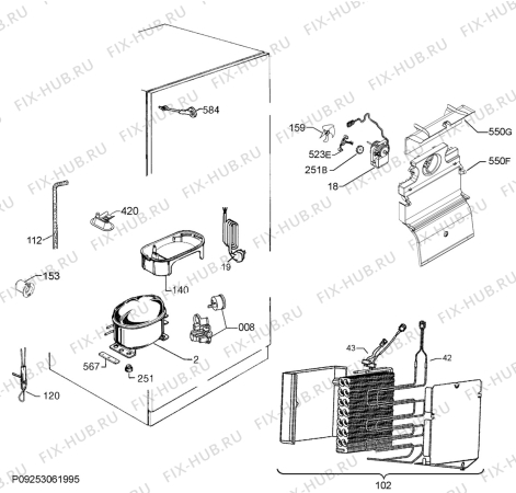 Взрыв-схема холодильника Zanussi ZRB32210WA - Схема узла Cooling system 017