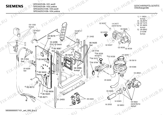 Схема №3 SR53425 с изображением Кнопка для посудомойки Siemens 00167944