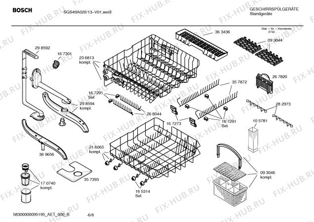 Взрыв-схема посудомоечной машины Bosch SGS49A02II Logixxeasy - Схема узла 06