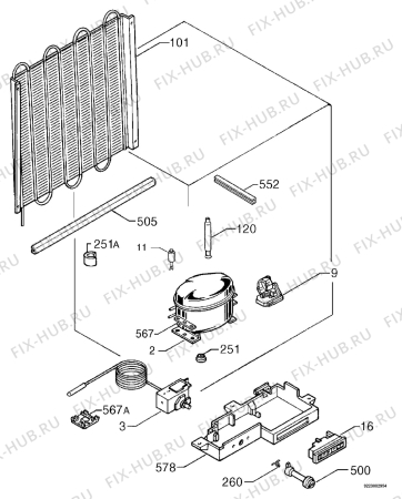 Взрыв-схема холодильника Zanussi ZBF3094 - Схема узла Cooling system 017