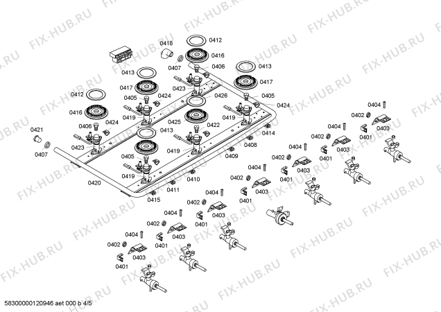 Взрыв-схема плиты (духовки) Bosch HSK14P35E9 BP320 SILVER GE 127V (CKD) - Схема узла 04