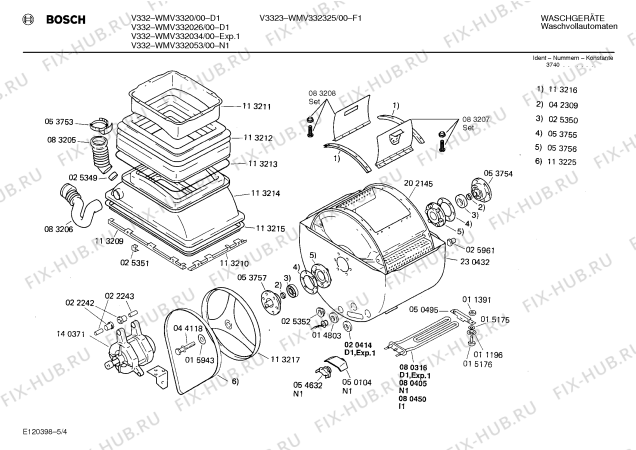Взрыв-схема стиральной машины Bosch WMV332325 V3323 - Схема узла 04