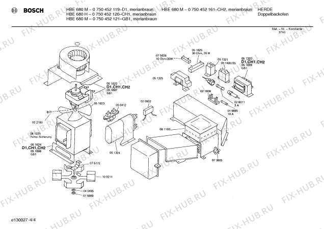 Взрыв-схема плиты (духовки) Bosch 0750452161 HBE680M - Схема узла 04