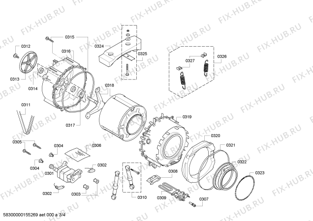 Взрыв-схема стиральной машины Bosch WAE28367GB Avantixx 7 VarioPerfect - Схема узла 03