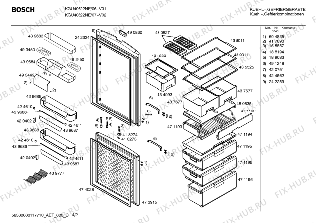 Схема №2 KGU40622NE с изображением Инструкция по эксплуатации для холодильника Bosch 00591348