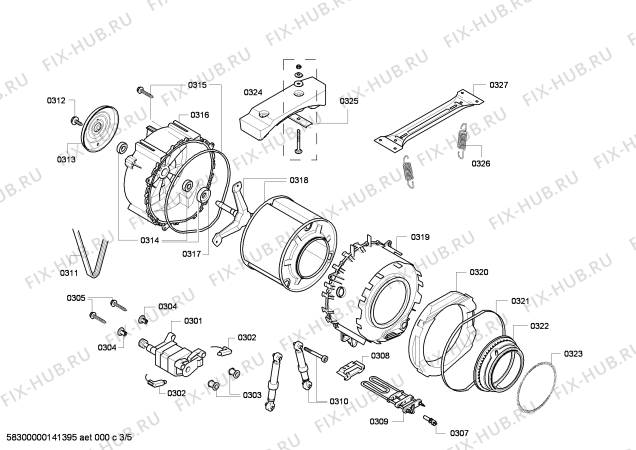 Взрыв-схема стиральной машины Bosch WAE24443OE Maxx 7 VarioPerfect - Схема узла 03