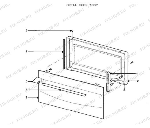 Взрыв-схема плиты (духовки) Zanussi ZCE7600W - Схема узла H10 Grill door assy