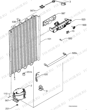 Взрыв-схема холодильника Electrolux EUC16291W - Схема узла Cooling system 017