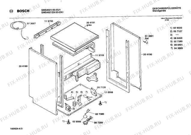 Схема №2 SMS4021 с изображением Панель для посудомойки Bosch 00119986