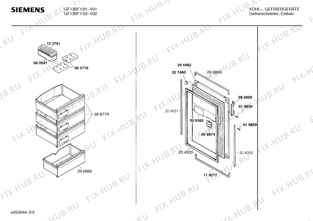 Схема №1 GF13BF1 с изображением Дверь для холодильной камеры Siemens 00204482