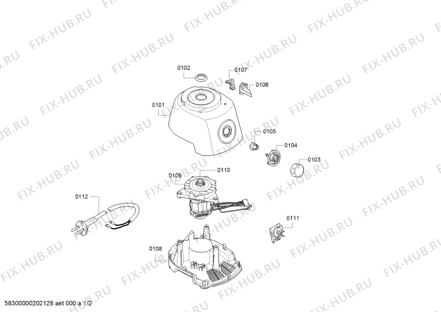 Схема №1 MCMV504ACN с изображением Соединительный кабель для кухонного измельчителя Bosch 12017915