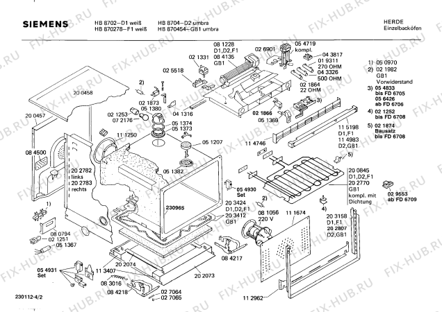 Взрыв-схема плиты (духовки) Siemens HB8704 - Схема узла 02