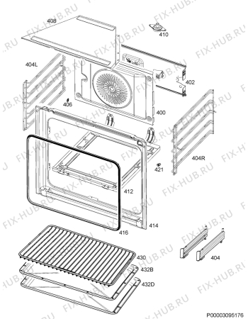 Взрыв-схема плиты (духовки) Electrolux EOB93434AX - Схема узла Oven