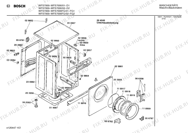 Схема №2 WFS7000FG WFS7000 с изображением Панель для стиральной машины Bosch 00271617