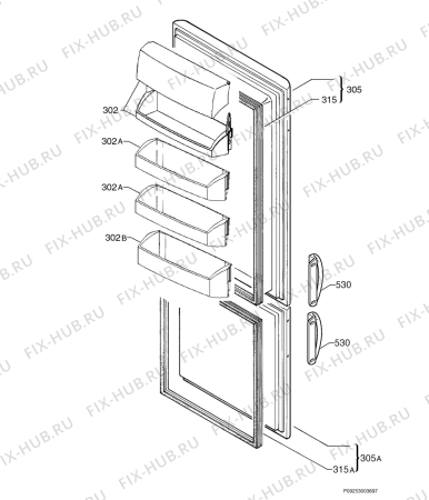 Взрыв-схема холодильника Aeg OEKO S.333-6 KG - Схема узла Door 003