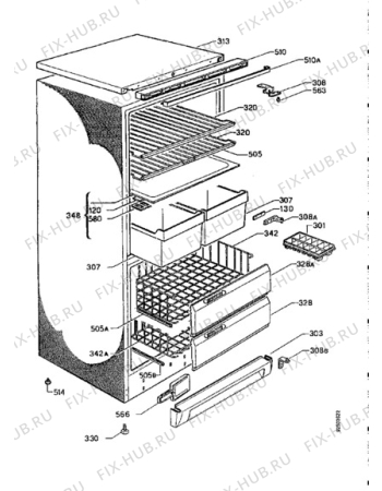 Взрыв-схема холодильника Zanussi ZFC67/21AL - Схема узла Cabinet + furniture (extra)