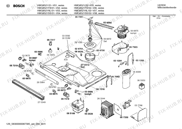 Взрыв-схема микроволновой печи Bosch HMG8521FB - Схема узла 04