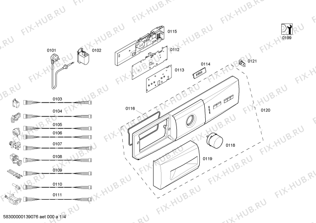 Схема №1 WFP800C7 с изображением Панель управления для стиралки Bosch 00667609