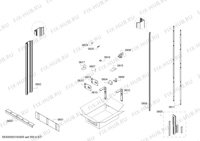 Схема №2 T24ID800RP с изображением Дверь для холодильника Bosch 00713641