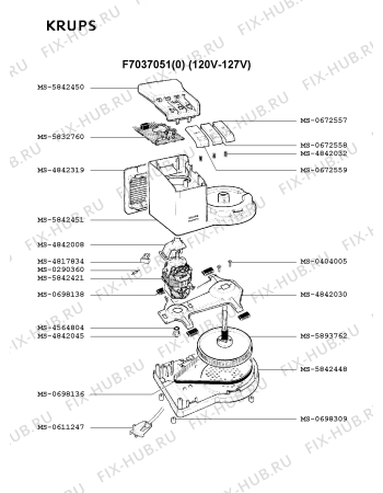 Взрыв-схема кухонного комбайна Krups F7037051(0) - Схема узла 0P000309.6P2